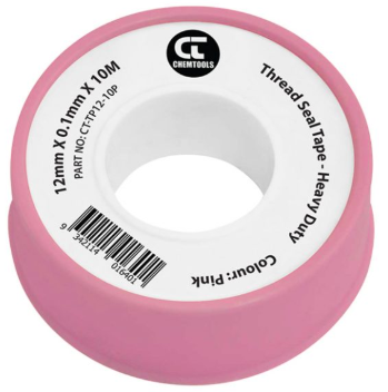 TAPE THREAD 12MM X 10M PTFE PINK HIGH DENS.